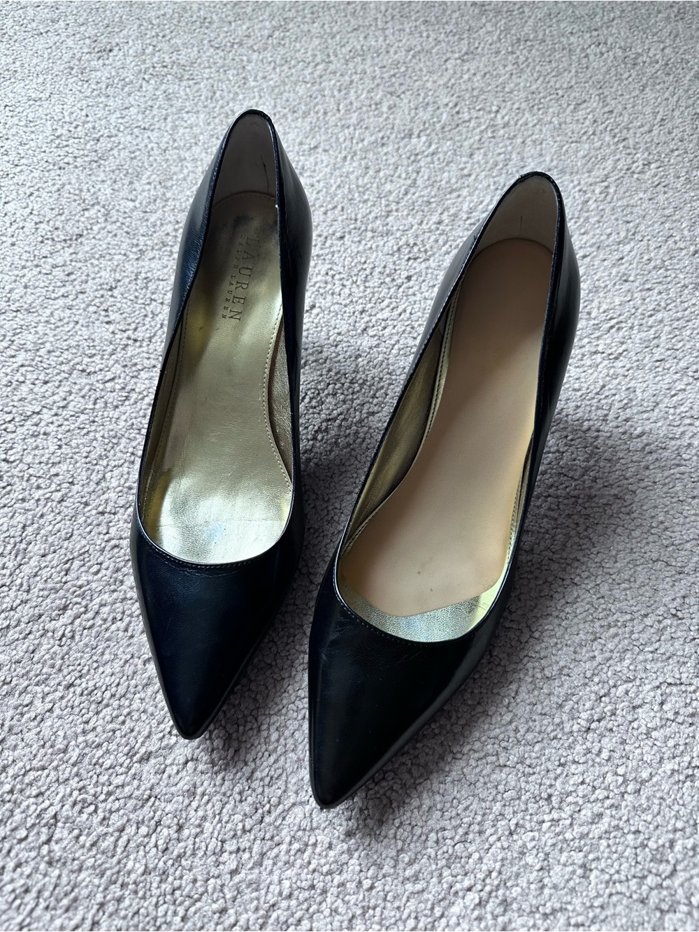 Lauren Ralph Lauren Black Pointed Leather Pumps